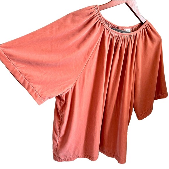 Old Navy Tops - Old Navy Velvet Top A-Line Short Sleeve Shirred Dusty Rose Plus Size 2X NWT